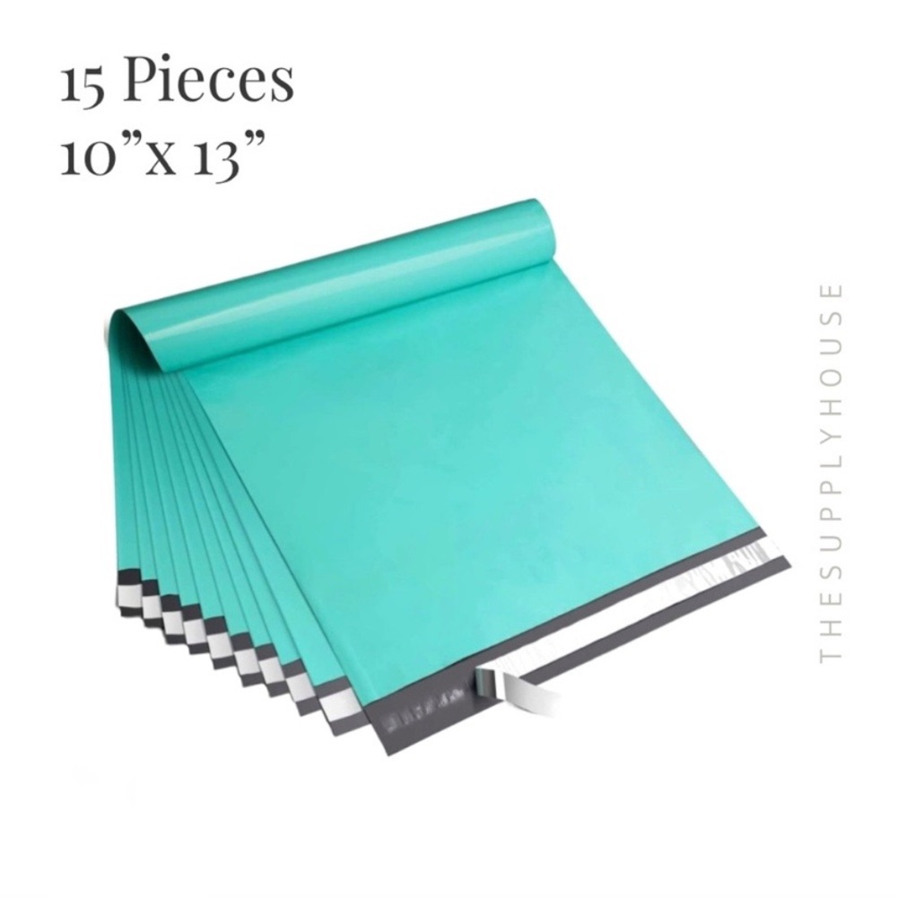 Teal 10x13 poly mailers. Waterproof shipping bag. Mailing pouch.